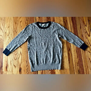 J. Crew Wool Blend Scattered Sequin Sweater Gray with Navy - Medium